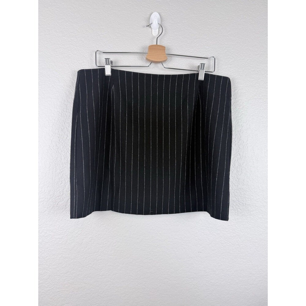 MADEWELL Women's Wool Blend Black Pinstripe Mini Skirt sz 14